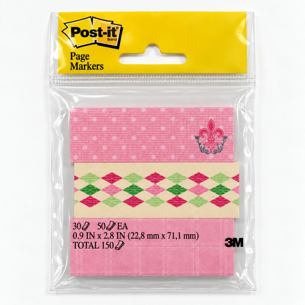 NEW 3M Post-it Pink Decorative Page Markers 150 Sheets
